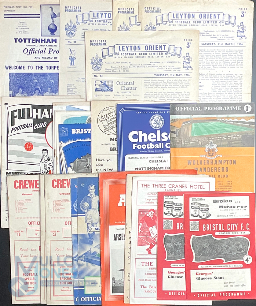 Selection of late 1950s Football Programmes from various teams - Barnsley, Notts County, Arsenal,