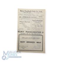 1945/46 Football League (north) Bury v Manchester Utd programme 23 February 1946; fair/good. (1)