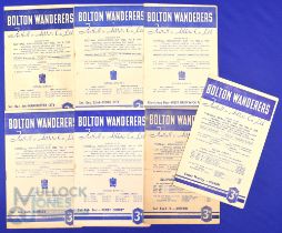1951/52 Bolton Wanderers Div. 1 home match programmes to include Manchester City, Stoke City, WBA (