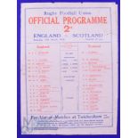 Scarce 1930 England v Scotland Rugby Programme: Larger format Twickenham issue with teams to