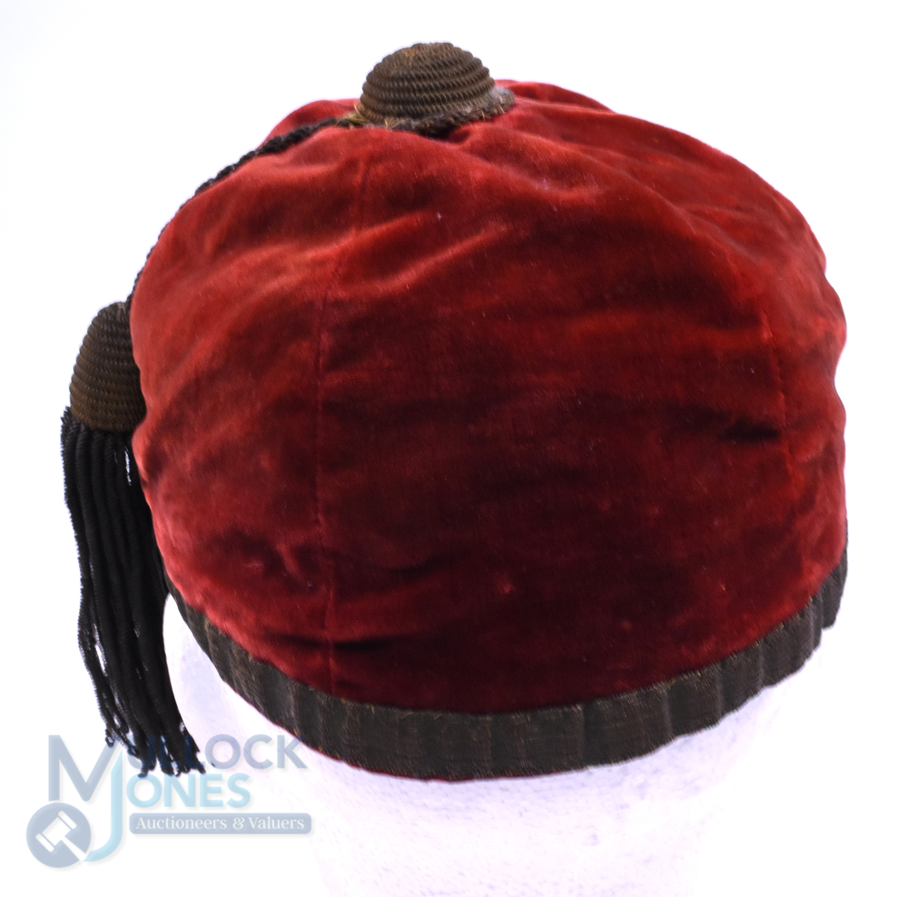 1933-4 Lancashire Velvet Rugby Honours Cap: Scarlet County cap, six panels, by Tyldesley and - Image 3 of 3