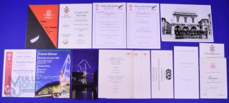 1967-2008 Wales Rugby Dinner Menus/Guest Lists (17): v NZ 1967 and 1978 (Signed M Taylor and B