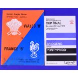 1971/79 Wales Interest Rugby Programmes (2): Wales 'B' v France 'B', Llanelli, 1971, first home