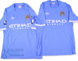 2x 2010/11 Gareth Barry No 18 Manchester City match issue home football shirts - in blue, Umbro/