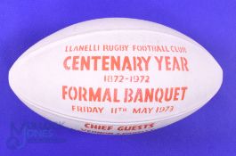 1972-3 Llanelli RFC Centenary Plastic Full Size Ball: Scarce, table ornament from the huge