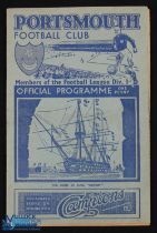 1935/36 Portsmouth v Grimsby Town Div. 1 match programme 25 April 1936; rusty staple, slight mark,