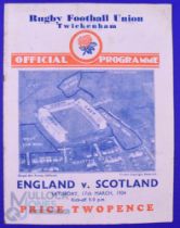 Scarce 1934 England v Scotland Rugby Programme: Triple Crown match for England. The newer Twickenham