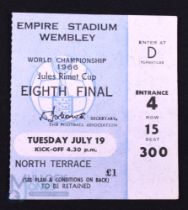 1966 World Cup 1/8 final Match Ticket Mexico v Uruguay at Wembley 19 July 1966, fair/good. (1)