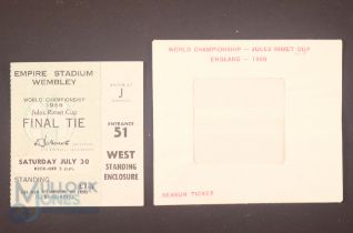 1966 World Cup Final Match Ticket England v West Germany at Wembley 30 July 1966; plus official
