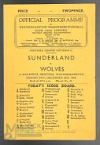 1946-47 Wolves v Sunderland Boxing Day 26th December 1946 football programme - light pocket folds