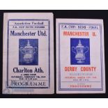 1947/48 Souvenir (pirate issues) Manchester Utd v Charlton Athletic FAC 5th round at Huddersfield