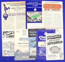 Bolton Wanderers 1956/1957 away match programmes v Everton, Charlton Athletic, Preston NE, Sheffield