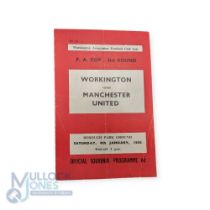 1957/58 Workington v Manchester Utd FAC 3rd round match programme 4 January 1958 at Borough Park;