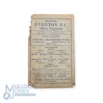 1944/45 Everton v Manchester Utd Football League (North) single sheet match programme; 26 August