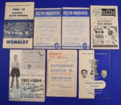 1952/53 Bolton Wanderers FAC run match programmes Fulham (home), Notts. County (home), Notts. County