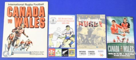 1989-2005 Wales in Canada Rugby Programmes (4): 1973, Canada, famous cover; 1989, British