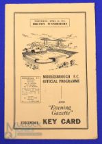 1951/52 Bolton Wanderers away match programme v Middlesbrough Wednesday 23 April 1952 at Ayresome