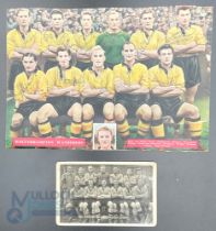 1946 Wolves black and white postcard signed by Bert Williams together with Charles Buchan coloured