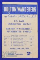 1955/56 FA Youth Cup semi-final Bolton Wanderers Youth v Manchester Utd Youth at Burnden Park 23