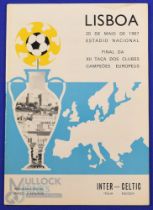 1967 European Cup final match programme Glasgow Celtic v Inter Milan match programme at Lisbon 25