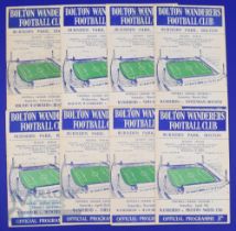 1959/60 Bolton Wanderers home match programmes full league season (21), plus Bury (FAC replay)