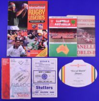 Llanelli etc Mostly Signed Rugby Programmes etc (6): v Australia, World Cup Holders, beaten 1992,