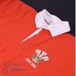 Wales Centenary 1980-1 Match-prepared Rugby Jersey: Lovely example, scarlet with special Centenary