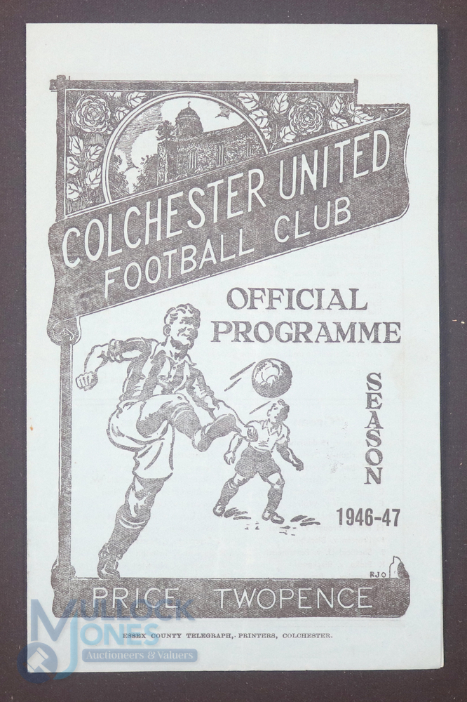 1946/47 Colchester Utd v Chelmsford City, Southern League match programme 7 December 1946, 4 page,