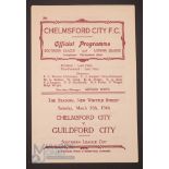 1945/46 Chelmsford City v Guildford City Southern League Cup match programme, 4 pages; good. (1)