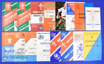Mostly Wales 'A', 'B', U-21 and Schools Rugby programmes (16): Wales 'A' v Eng (N) 1993, Eng 'A' and