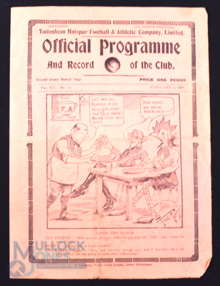 1927/1928 Tottenham Hotspur v Manchester Utd Div. 1 match programme 4 February 1928, 4 pages; centre