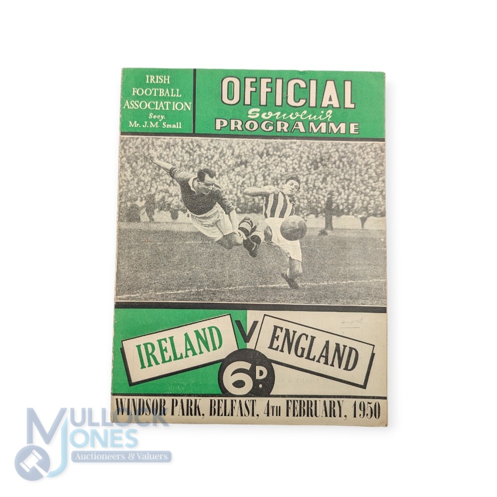 1950 Amateur international match programme N. Ireland v England 4 February 1950 at Windsor Park;