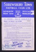 1960/61 Football League Cup s/f Shrewsbury Town v Rotherham Utd 29 March 1961 match programme;