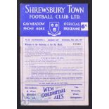 1960/61 Football League Cup s/f Shrewsbury Town v Rotherham Utd 29 March 1961 match programme;