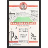 Sunderland v Manchester Utd Div. 1 match programme Wednesday 18 February 1953 at Roker Park;