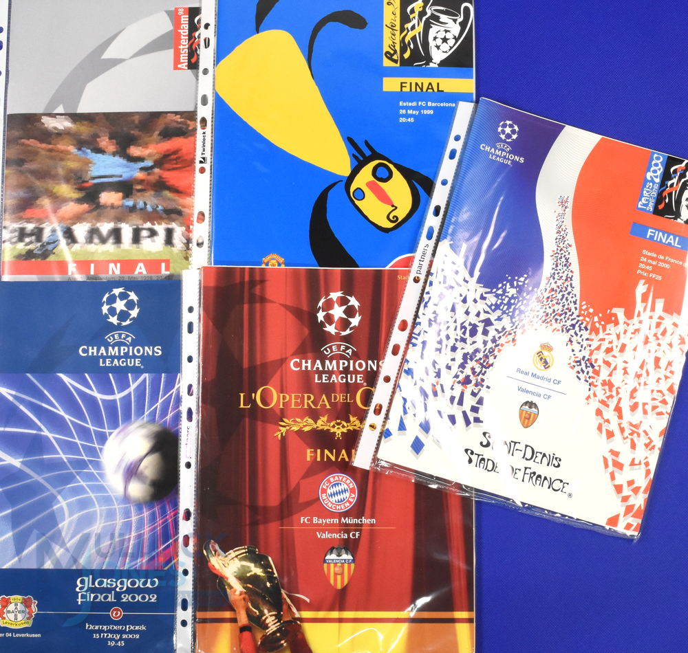 Champions League Cup finals 1998 Juventus v Real Madrid, 1999 Manchester Utd v Bayern Munich, 2000