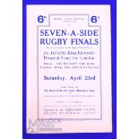 Scarce 1927 Middlesex Sevens Rugby Programme: The second-ever Middlesex tourney, detailed issue in