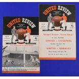 1951/52 Manchester Utd (champions) home programmes v Chelsea, v Tottenham Hotspur; fair/good. (2)