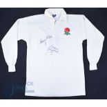 1988-92 Brian Moore's Signed England Rugby Jersey: Nike large 44" match worn long sleeved white