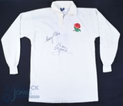 1988-92 Brian Moore's Signed England Rugby Jersey: Nike large 44" match worn long sleeved white