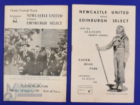1955 Edinburgh Select v Newcastle Utd match programme 6 August 1955; 1959 Edinburgh Select v