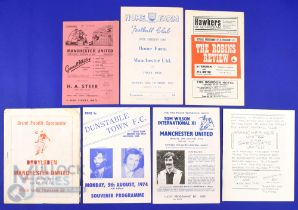 Manchester Utd. away match programmes 1959/60 Rhyl (friendly-salmon pink cover), 1959/60 Home Farm