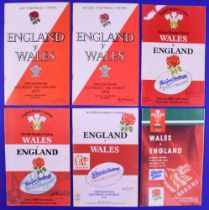Wales and England Rugby Programmes (6): Home and Away, from 1972, 74, 87, 91, 92 and 93. Generally