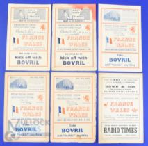 1948-52 Wales v France Rugby Programmes (6): With some duplication, issues from 1948 (2), 50 (3) and