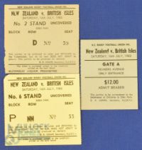 1983 British and I Lions Rugby Tickets (3): 4th Test at Auckland, July 1983, three different tickets