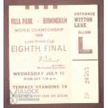 1966 World Cup 1/8 final Match Ticket Argentina v Spain 13 July 1966 at Villa Park; fair/good. (1)