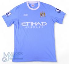 2009/10 Stephen Ireland No 7 Manchester City match worn home football shirt - in blue, Umbro/Etihad,