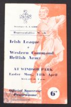 1952 Irish League (young Harry Gregg in goal) v Western Command at Windsor Park, Belfast, Monday