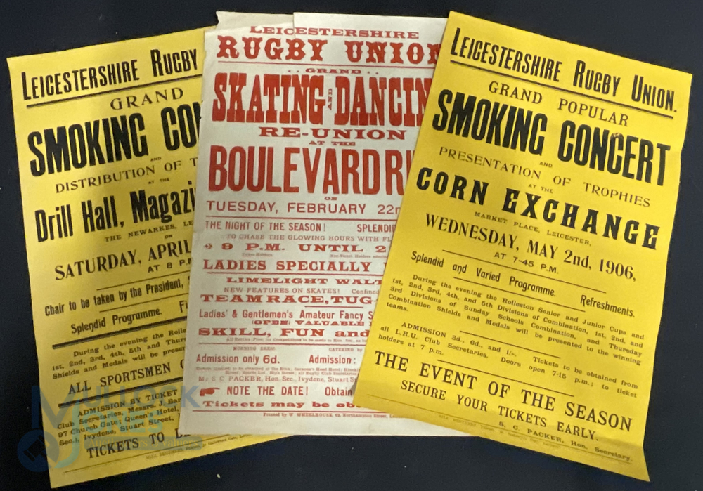 Original Posters Leicestershire Rugby Union Grand Popular Smoking Concert and Presentation of