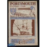 1938/39 Portsmouth v Grimsby Town Div. 1 match programme 19 April 1939 at Fratton Park; score on